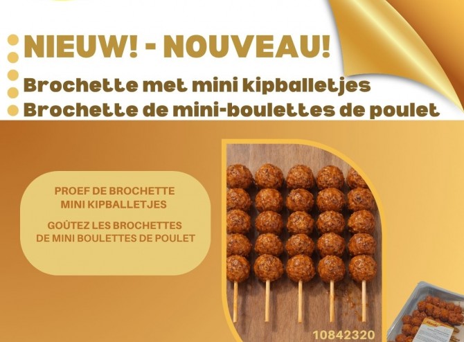 Brochette van mini kippenballetjes (gegaard)