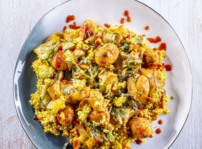 Couscous perlé à l'orientale aux boulettes de viande